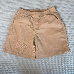 Lands End Pull On Chino Shorts Womens 8 7" Inseam Khaki Tan Mid Rise Pants